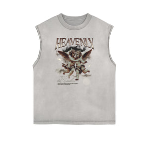 Sleeveless Cupid Streetwear Graphic T Shirt-INNBLAC Fashion Apparel