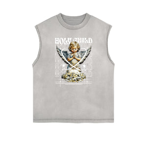 Sleeveless Cupid Streetwear Graphic T Shirt-INNBLAC Fashion Apparel