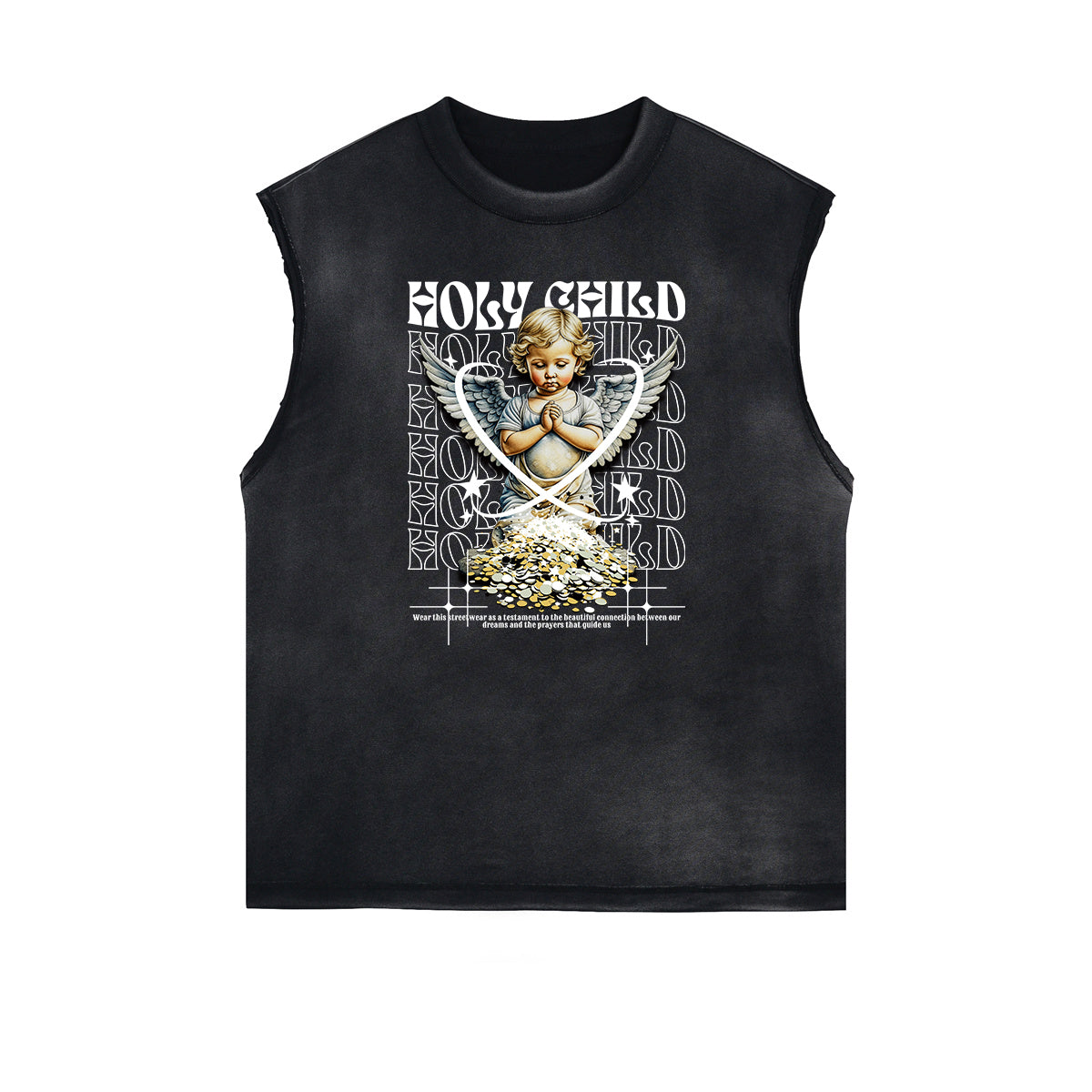 Sleeveless Cupid Streetwear Graphic T Shirt-INNBLAC Fashion Apparel