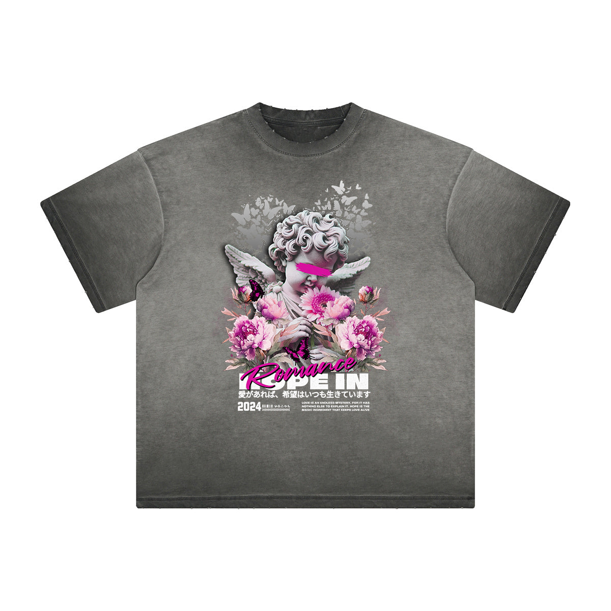 Faded Cupid Streetwear Graphic T Shirt-INNBLAC Fashion Apparel