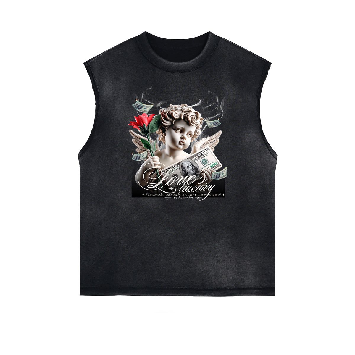 Washed Cute Cupid Graphic Tank Top-INNBLAC Fashion Apparel