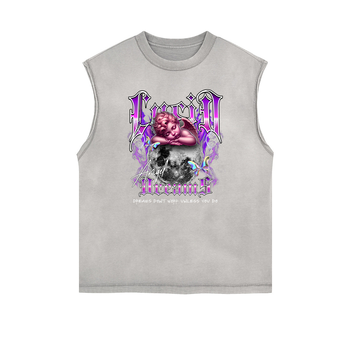 Sleeveless Playful Cupid Graphic T Shirt-INNBLAC Fashion Apparel