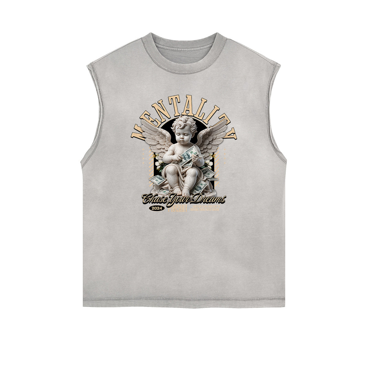 Sleeveless Playful Cupid Graphic T Shirt-INNBLAC Fashion Apparel