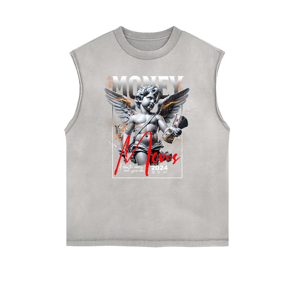 Sleeveless Playful Cupid Graphic T Shirt-INNBLAC Fashion Apparel