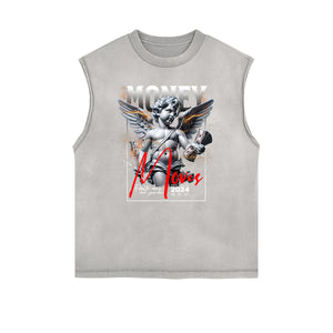 Sleeveless Playful Cupid Graphic T Shirt-INNBLAC Fashion Apparel