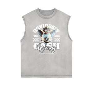 Sleeveless Playful Cupid Graphic T Shirt-INNBLAC Fashion Apparel