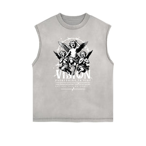 Sleeveless Playful Cupid Graphic T Shirt-INNBLAC Fashion Apparel