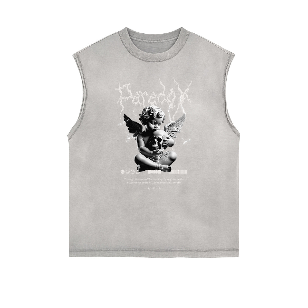 Sleeveless Playful Cupid Graphic T Shirt-INNBLAC Fashion Apparel