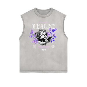 Sleeveless Streetwear Cupid Angle Graphic Tee-INNBLAC Fashion Apparel