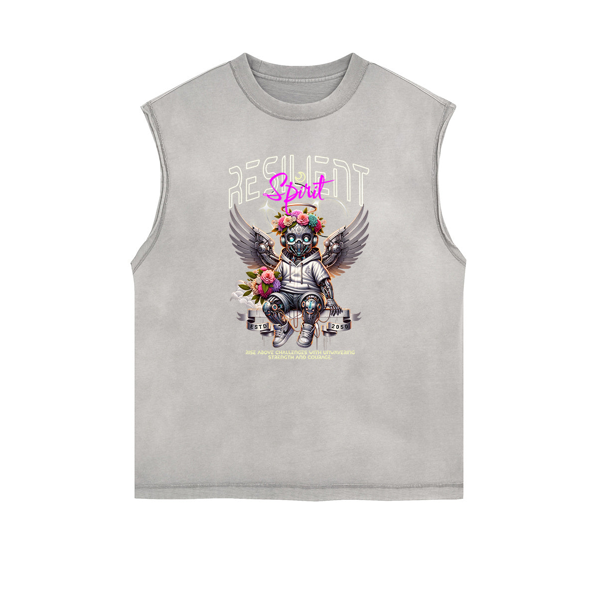 Sleeveless Streetwear Cupid Angle Graphic Tee-INNBLAC Fashion Apparel