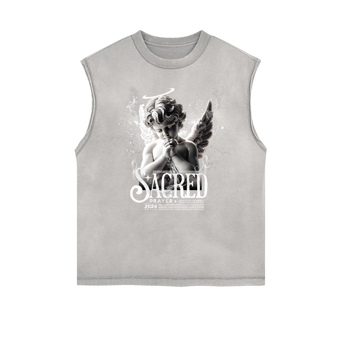 Sleeveless Streetwear Cupid Angle Graphic Tee-INNBLAC Fashion Apparel