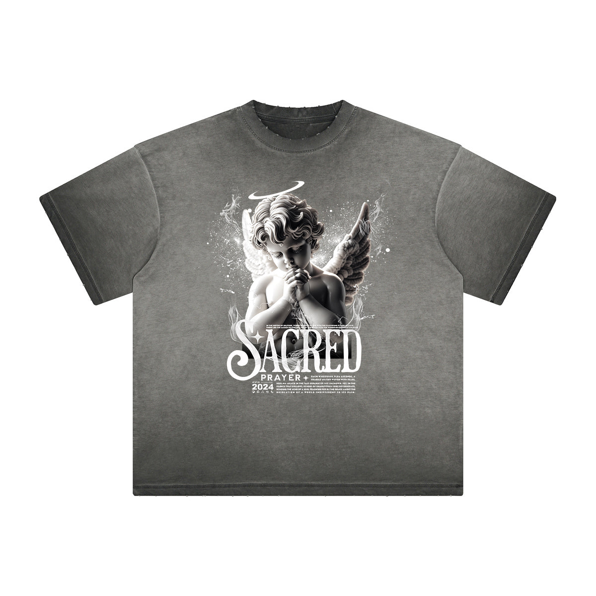 Faded Streetwear Cupid Angle Graphic Tee-INNBLAC Fashion Apparel