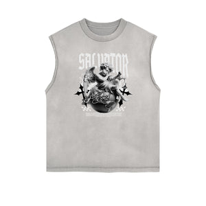 Sleeveless Streetwear Cupid Angle Graphic Tee-INNBLAC Fashion Apparel