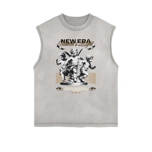 Sleeveless Streetwear Cupid Angle Graphic Tee-INNBLAC Fashion Apparel