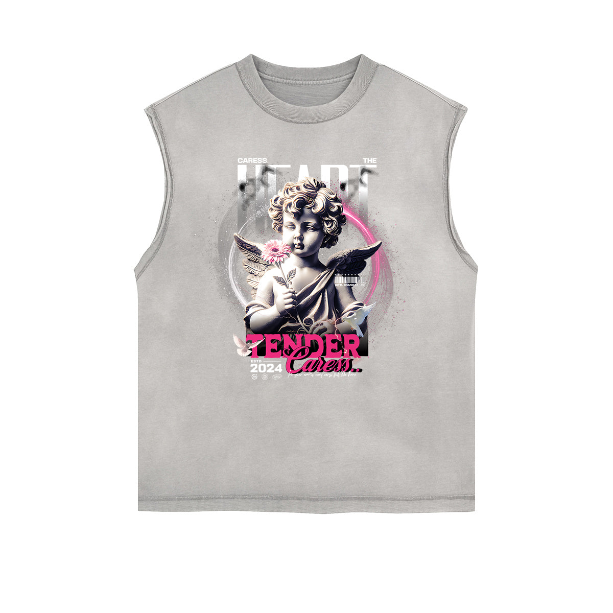 Sleeveless Streetwear Cupid Angle Graphic Tee-INNBLAC Fashion Apparel