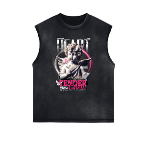 Faded Vintage Cupid Graphic Tank Top-INNBLAC Fashion Apparel