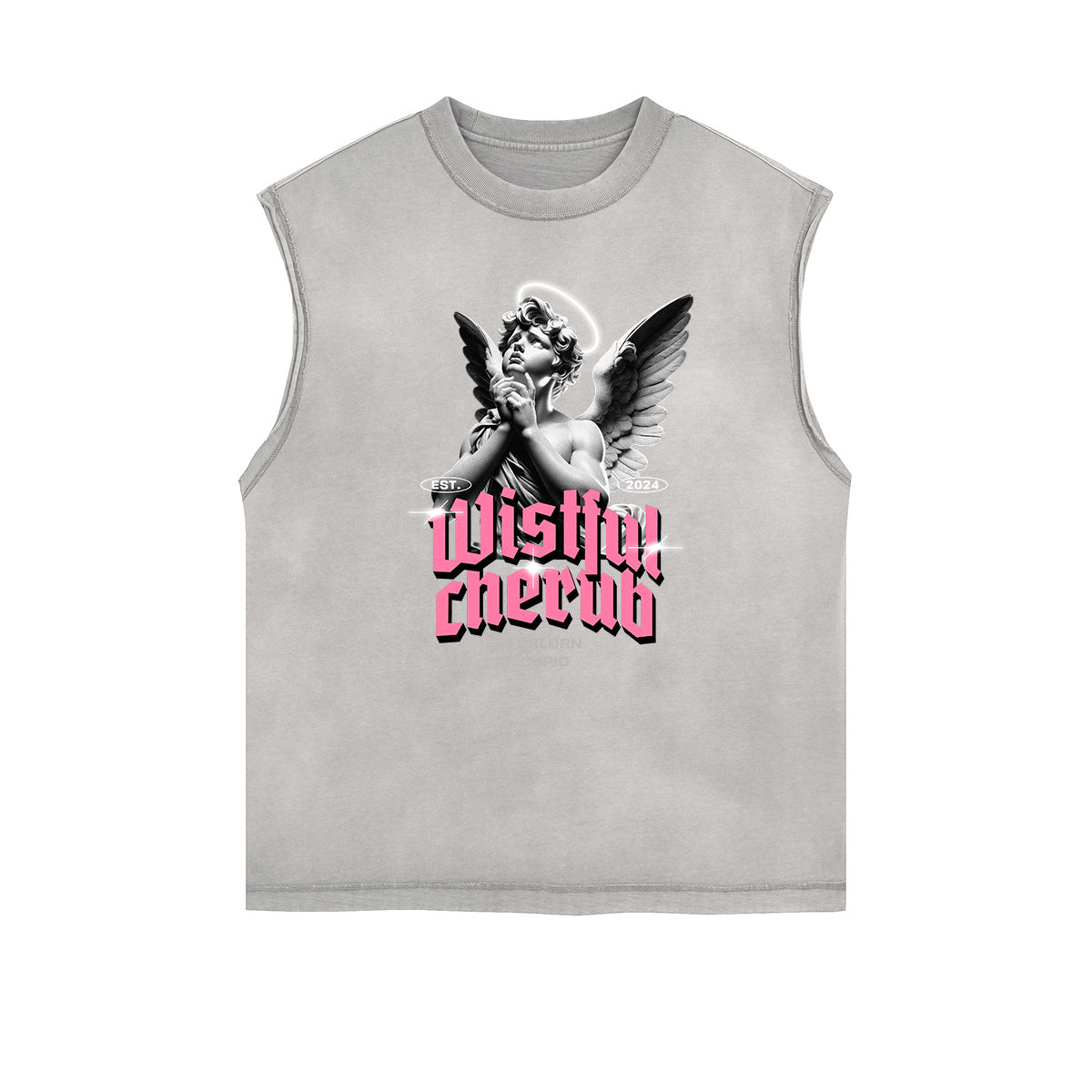 Sleeveless Streetwear Cupid Angle Graphic Tee-INNBLAC Fashion Apparel