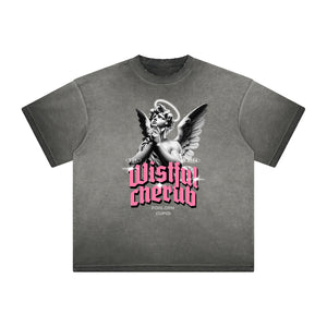 Faded Streetwear Cupid Angle Graphic Tee-INNBLAC Fashion Apparel