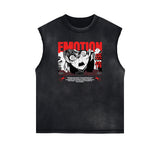 Washed Thick Anime Pattern Tank Top-INNBLAC Fashion Apparel