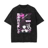 Stone Wash Anime Graphic T Shirt-INNBLAC Fashion Apparel