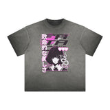 Heavyweight Distressed Anime Graphic Tee-INNBLAC Fashion Apparel