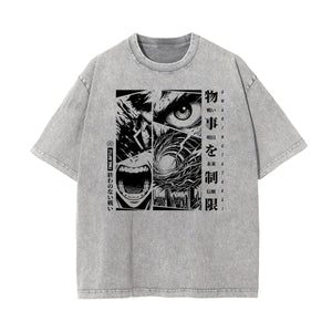 Washed Thick Anime Pattern Tee-INNBLAC Fashion Apparel