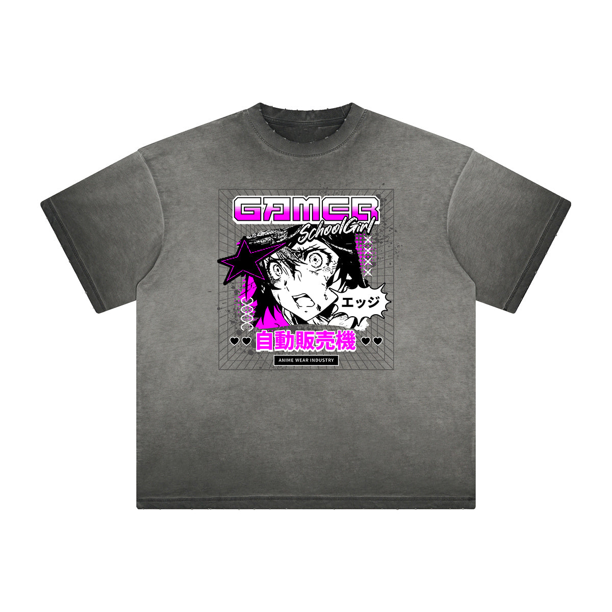 Heavyweight Distressed Anime Graphic Tee-INNBLAC Fashion Apparel