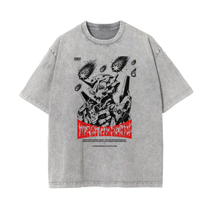 Washed Thick Anime Pattern Tee-INNBLAC Fashion Apparel