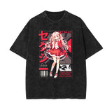 Stone Wash Anime Graphic T Shirt-INNBLAC Fashion Apparel