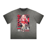 Heavyweight Distressed Anime Graphic Tee-INNBLAC Fashion Apparel