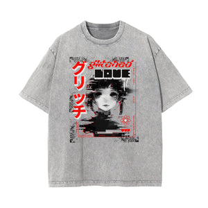 Washed Thick Anime Pattern Tee-INNBLAC Fashion Apparel