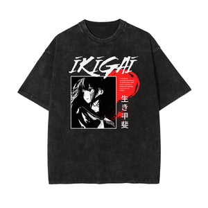 Stone Wash Anime Graphic T Shirt-INNBLAC Fashion Apparel