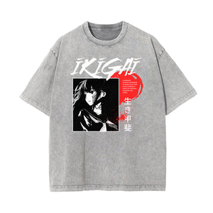 Washed Thick Anime Pattern Tee-INNBLAC Fashion Apparel