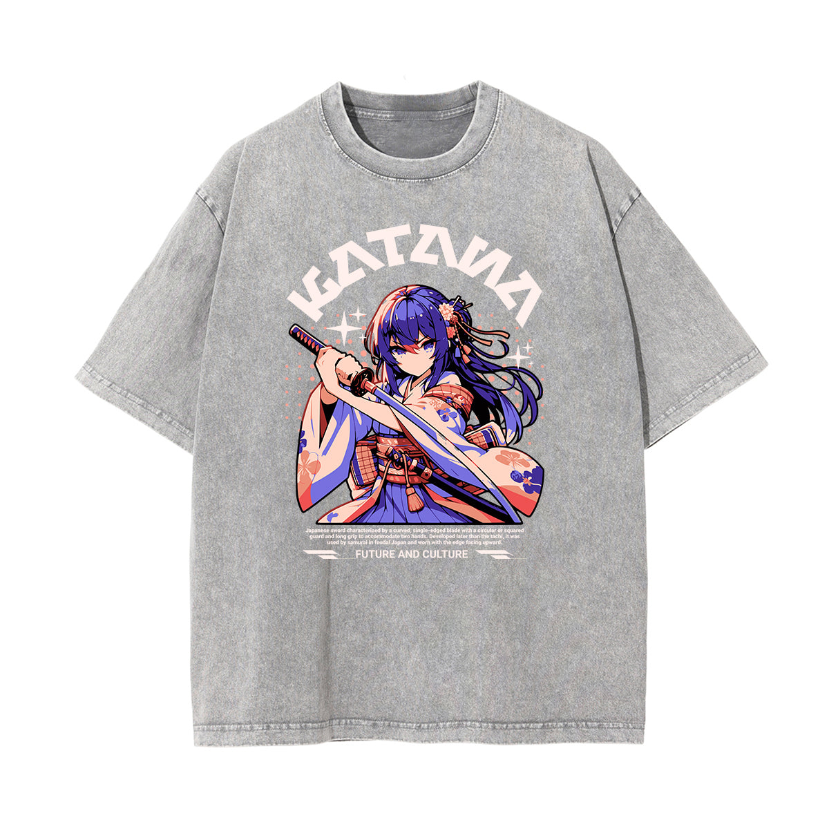 Washed Thick Anime Pattern Tee-INNBLAC Fashion Apparel