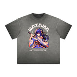 Heavyweight Distressed Anime Graphic Tee-INNBLAC Fashion Apparel