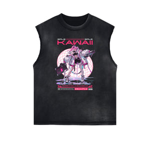 Washed Thick Anime Pattern Tank Top-INNBLAC Fashion Apparel