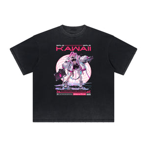 Faded Distressed Anime Pattern Tee-INNBLAC Fashion Apparel