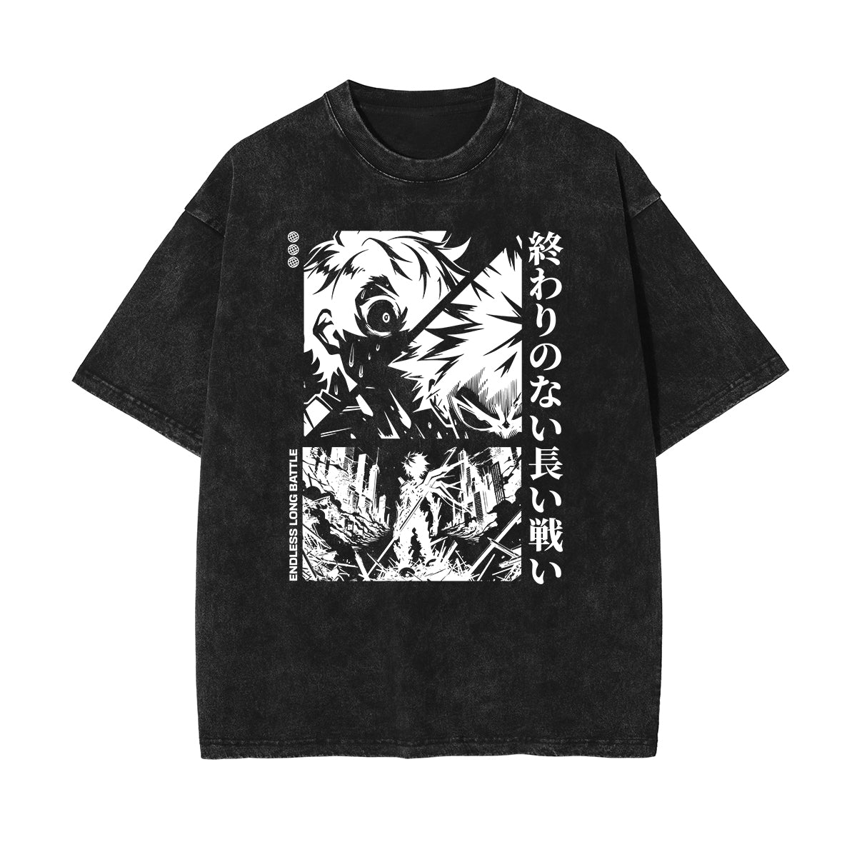 Stone Wash Anime Graphic T Shirt-INNBLAC Fashion Apparel