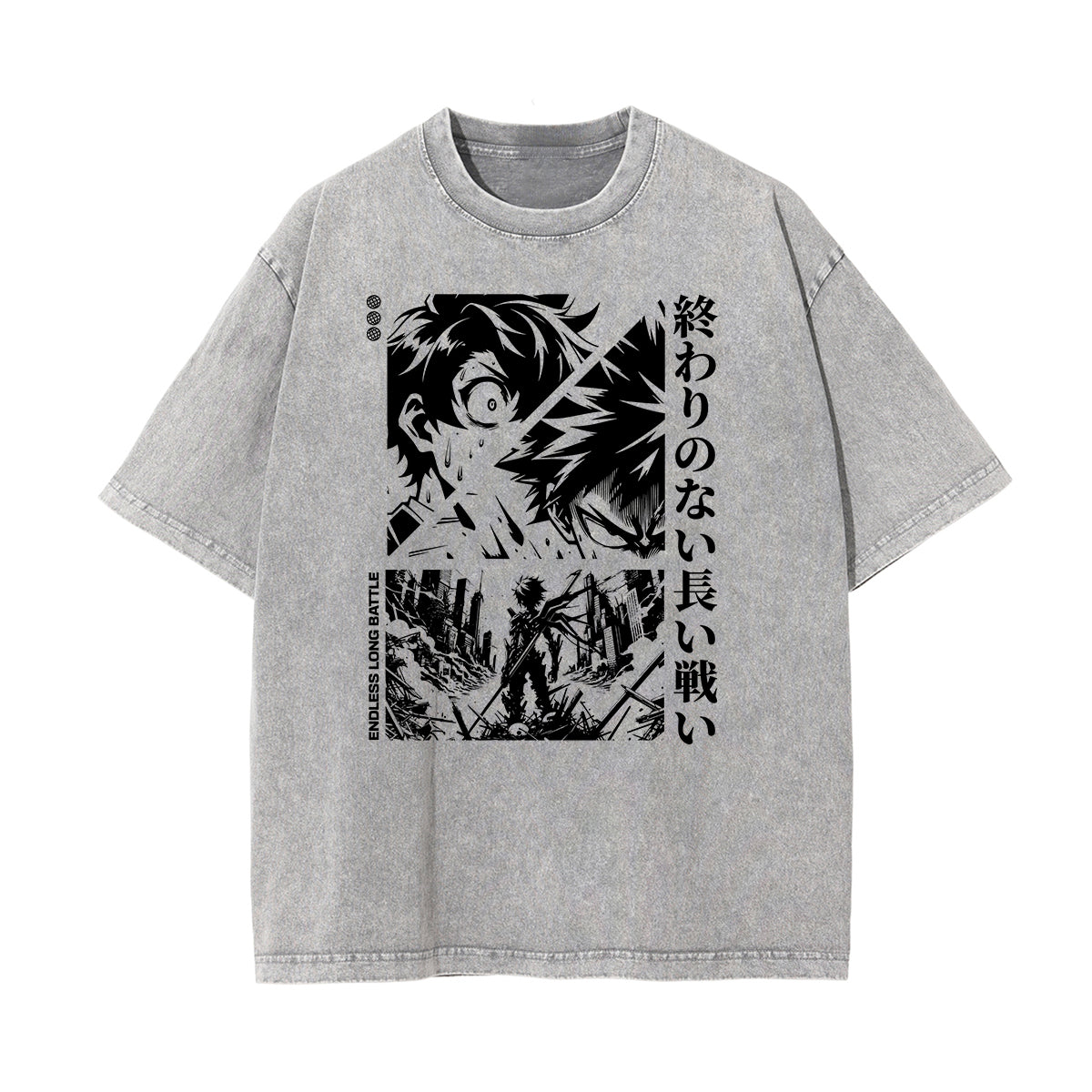 Washed Thick Anime Pattern Tee-INNBLAC Fashion Apparel