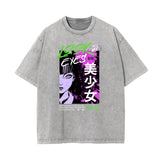 Washed Thick Anime Pattern Tee-INNBLAC Fashion Apparel