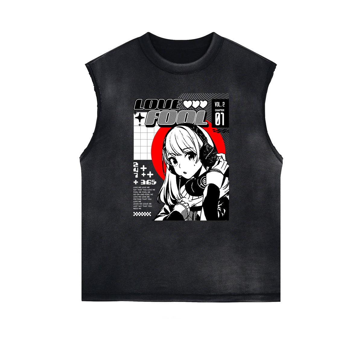 Washed Thick Anime Pattern Tank Top-INNBLAC Fashion Apparel