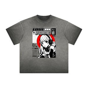 Heavyweight Distressed Anime Graphic Tee-INNBLAC Fashion Apparel