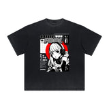 Faded Distressed Anime Pattern Tee-INNBLAC Fashion Apparel