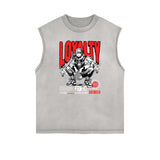 Sleeveless Stone Wash Anime Graphic Tee-INNBLAC Fashion Apparel