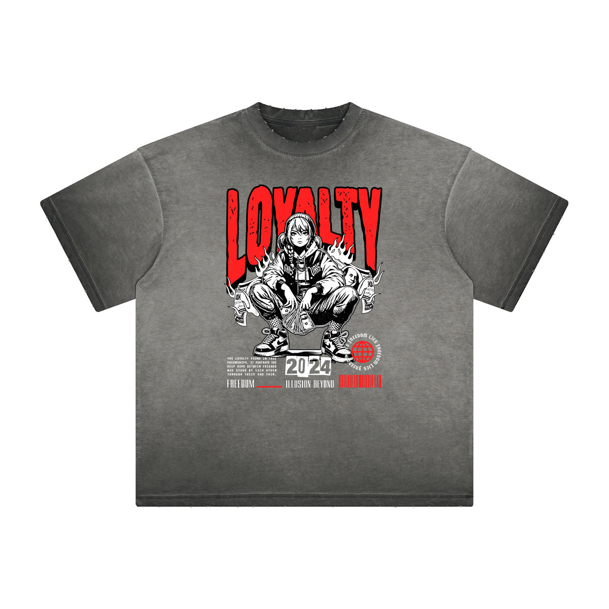 Heavyweight Distressed Anime Graphic Tee-INNBLAC Fashion Apparel