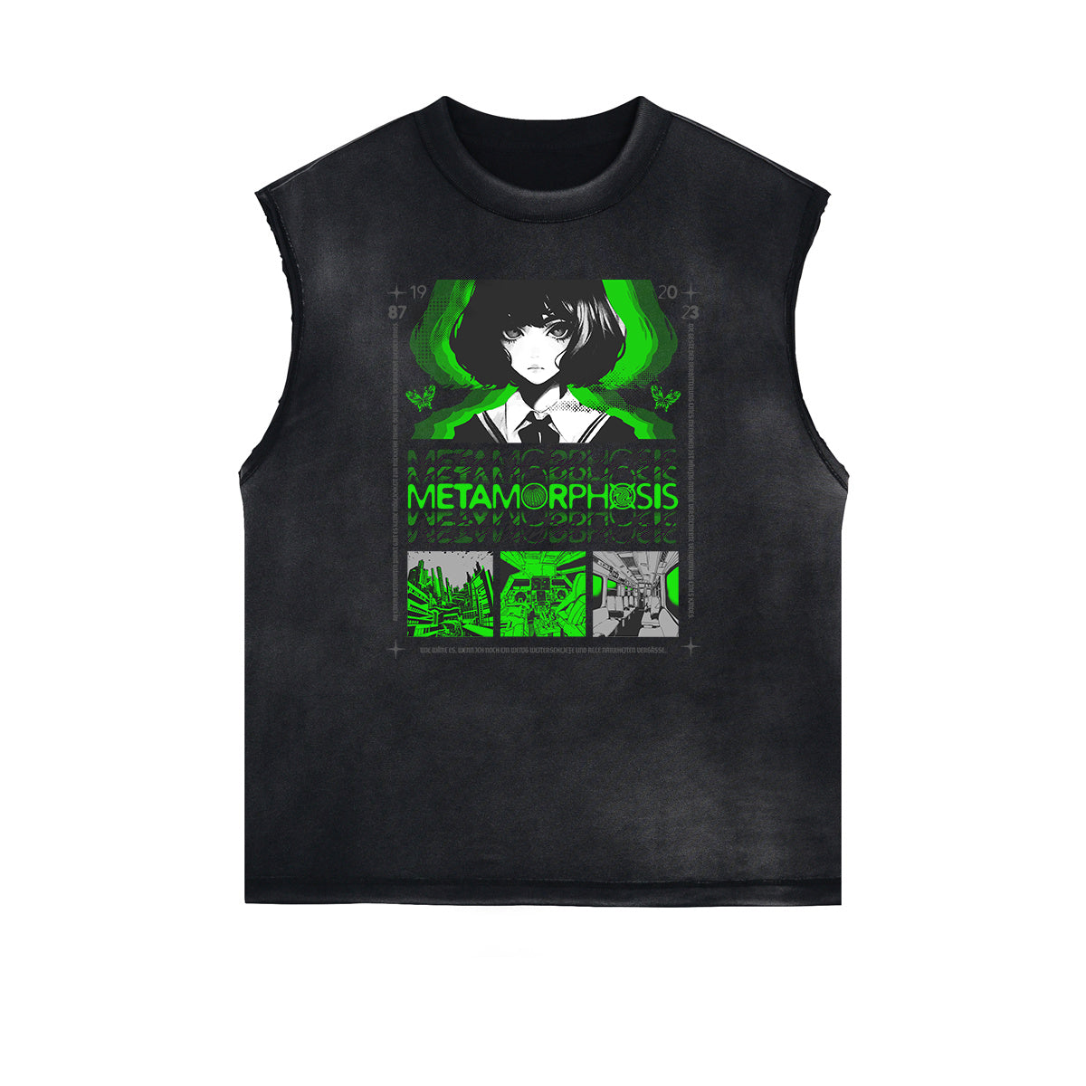 Washed Thick Anime Pattern Tank Top-INNBLAC Fashion Apparel