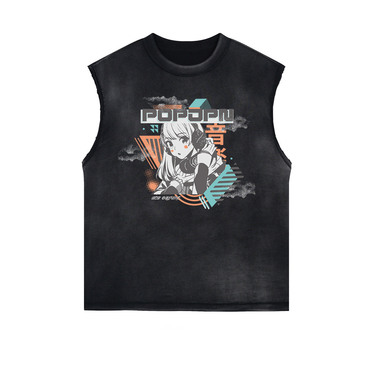 Washed Thick Anime Pattern Tank Top-INNBLAC Fashion Apparel