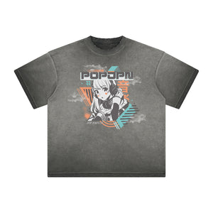 Heavyweight Distressed Anime Graphic Tee-INNBLAC Fashion Apparel