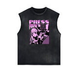 Sleeveless Thick Y2K Anime Graphic Tee-INNBLAC Fashion Apparel