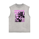 Washed Faded Y2K Anime Pattern Tank Top-INNBLAC Fashion Apparel